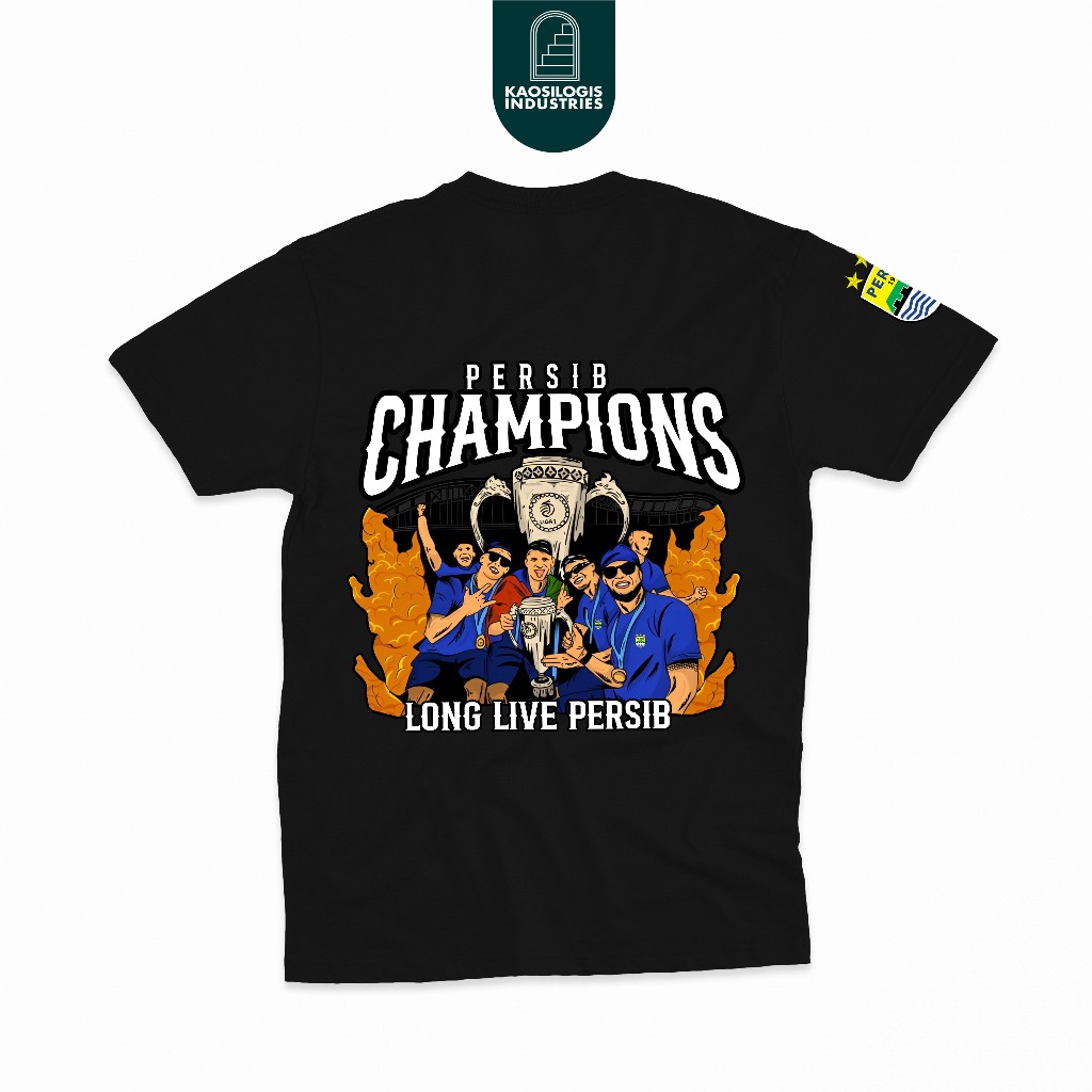 Persib Championship Long Live Persib Design เสื้อยืด 2024 ผ้าฝ้ายหวี 30s NC DTF หน้าจอการพิมพ์ Kaosi