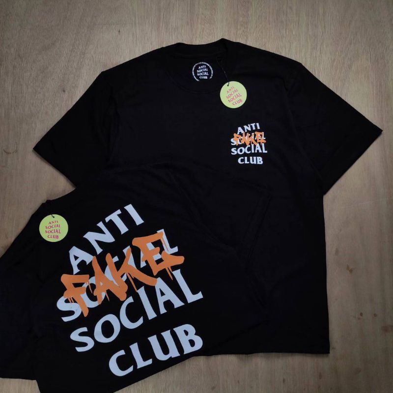 ASSC เสื้อยืด Anti Social Social Club Anti ปลอมผ้าฝ้ายสีดํา Combed 24s Mirror Fulltag