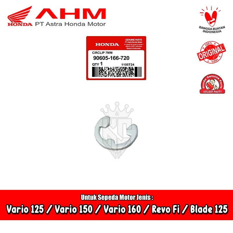 Circlip Kip 7mm Honda Supra Revo BeAT Scoopy Vario Stylo PCX ADV GTR Original AHM 90605-166-720