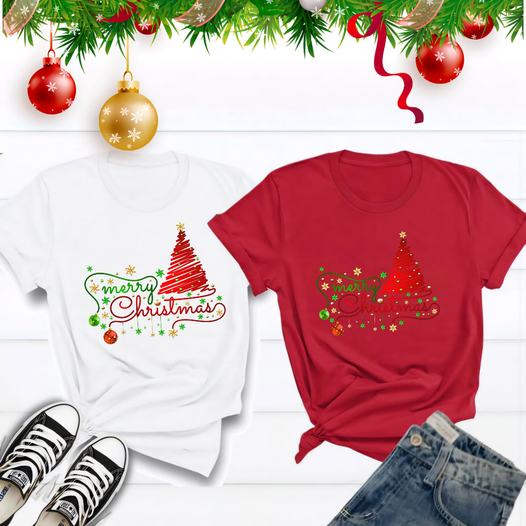 NT5 เสื้อยืดคริสต์มาสเสื้อผ้าคริสต์มาสสําหรับเด็กและผู้ใหญ่เสื้ออินเทรนด์แขนสั้น ทีumblr เสื้อยืดลํา