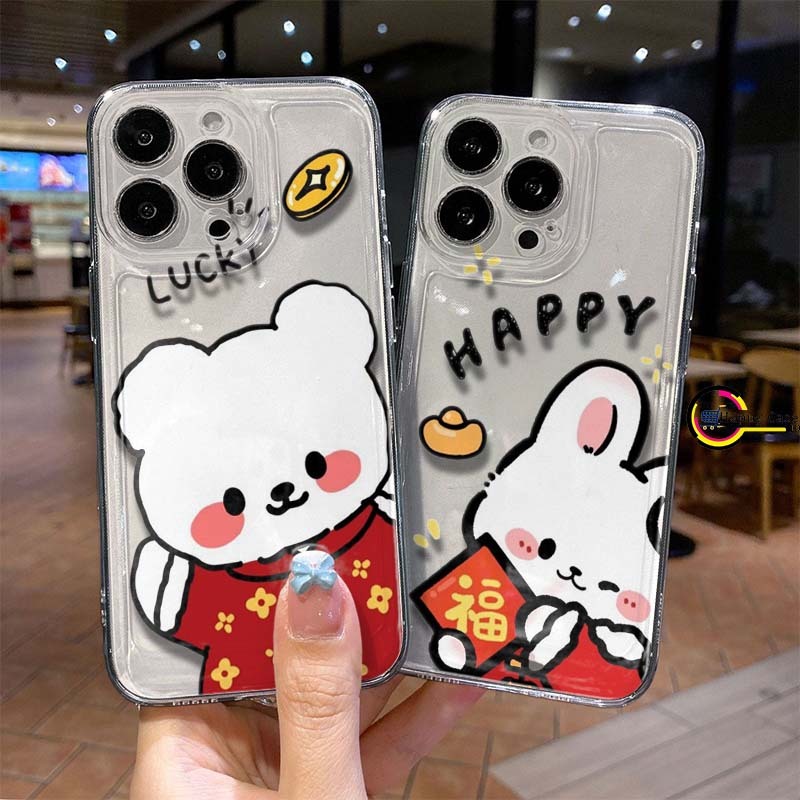 HC12711 SOFTCASE CASE COVER CLEAR CASE CUSTOM LUCKY BUNNY BEAR COMPATIBLE สําหรับ IPHONE