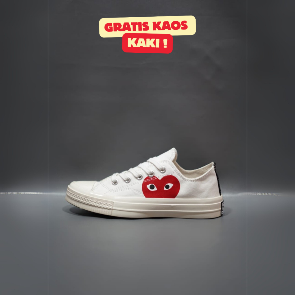 Converse Chuck Taylor 70s X CDG Play Love Full White Low Premium Original 100%