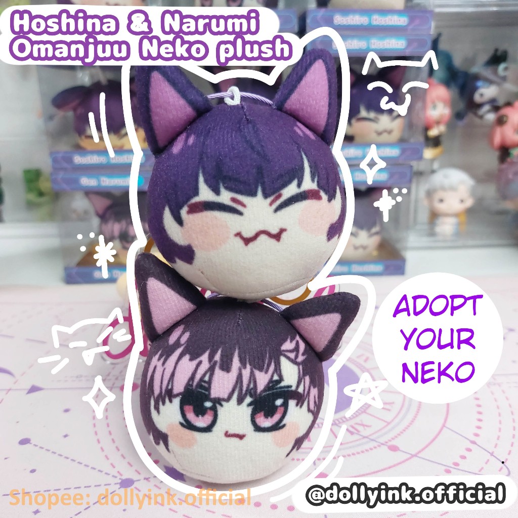 Hoshina & Narumi omanjuu Neko Plush by dollyink/Kaiju No.8 omanjuu