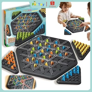 FUNTOY Chain Triangle Multiplayer Puzzle Board Game Puzzle Segitiga Catur Rantai Geometris Training Family Interactive Mainan