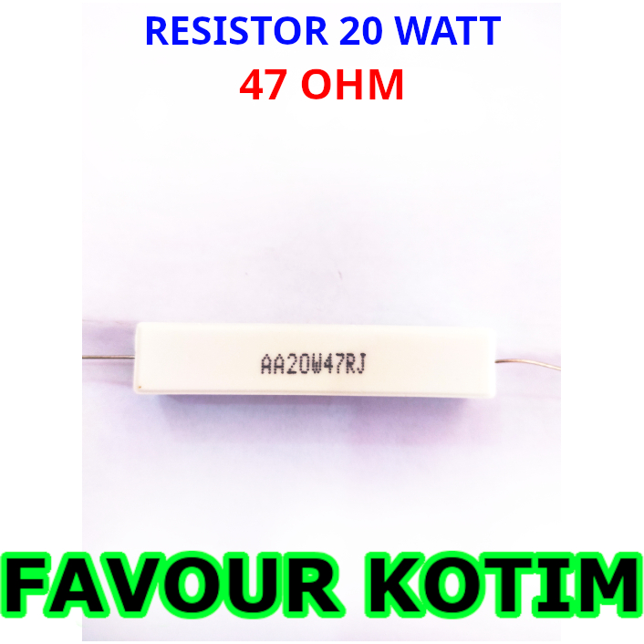 RESISTOR 47R 47 R OHM 20 WATT 5 PERCENT R 20W 20 W R20W FVKOTIM CHALK