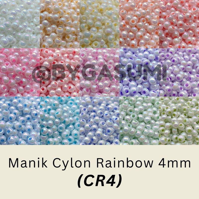 (CR4) 10 & 50 Gr พรีเมี่ยมลูกปัดขนาด 4 มม. 6/0 Cylon Rainbow แก้วลูกปัด Pastel Soft Glossy Rainbow ป