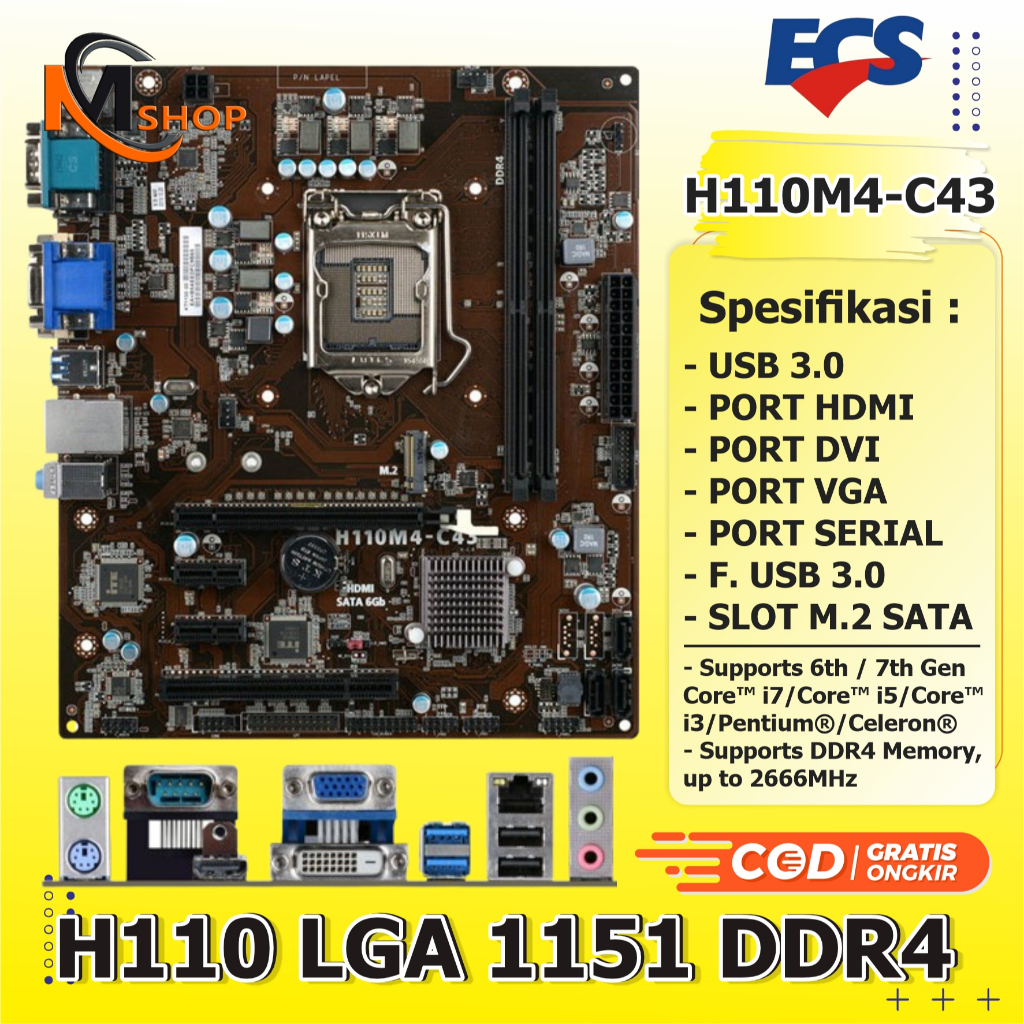 เมนบอร์ด เมนบอร์ด Intel LGA 1151 H110 DDR4 ECS / Asrock เมนบอร์ด