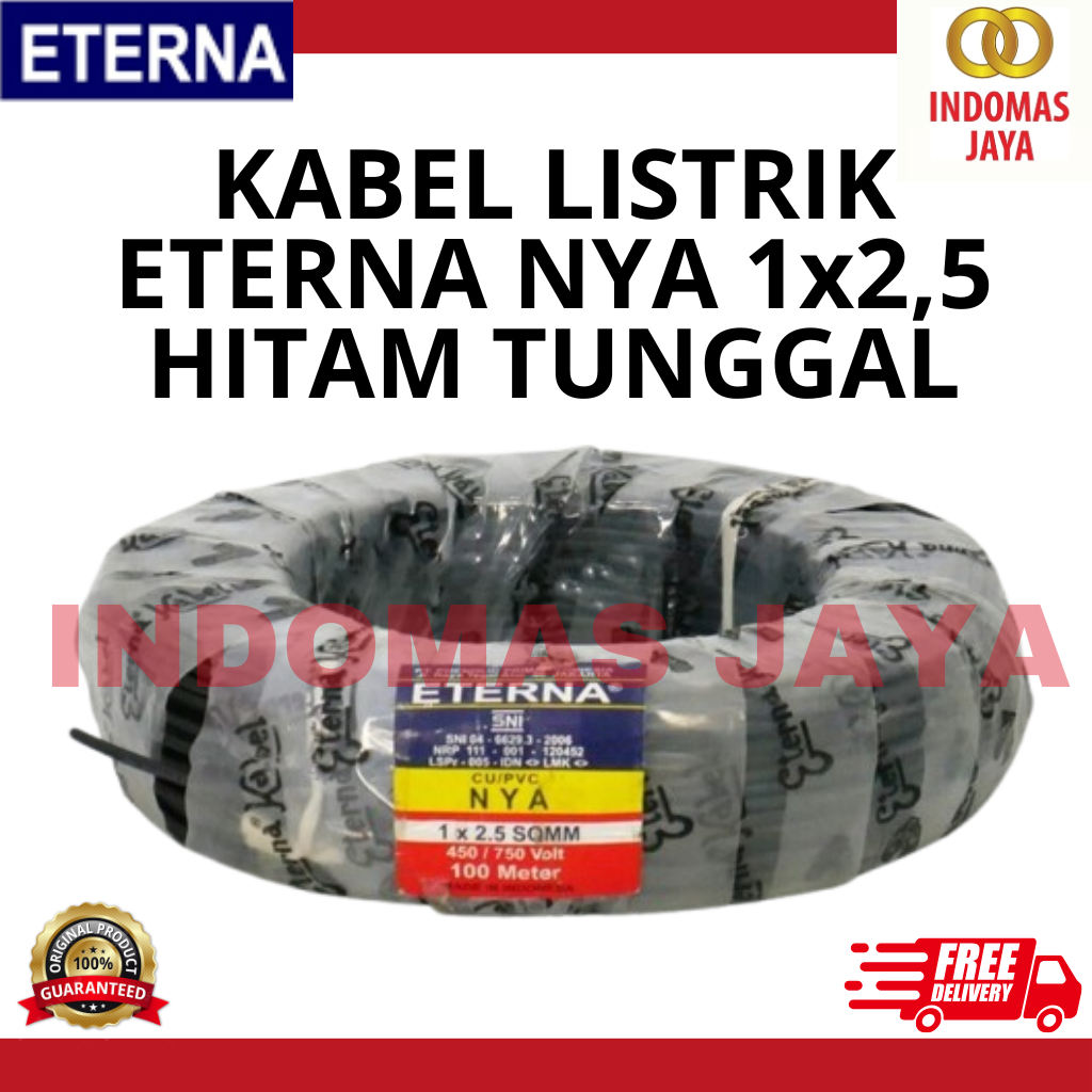 สาย Eterna NYA 1x2.5mm @100m สีดํา - Eterna NYA 1x2.5mm Single Black Fill (PRICE PER METER)