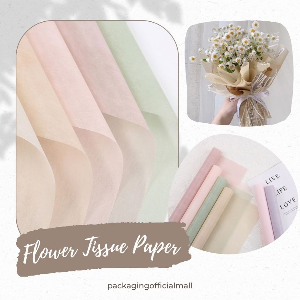 FLORAL TISSUE PAPER / TISSUE PAPER / FLOWER BOUQUET / กระดาษฟอยล์ / กระดาษแก้ว
