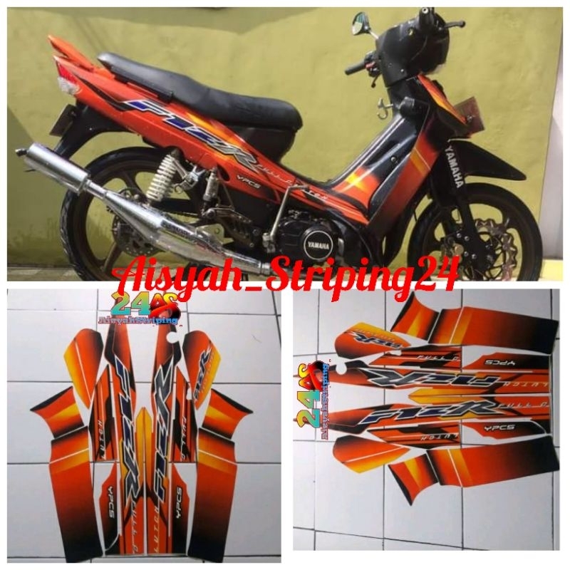 YAMAHA F1ZR FIZ R MOTORCYCLE BODY STRIPING STICKER FULL CLUTCH 2003 ORANGE-สีดํา