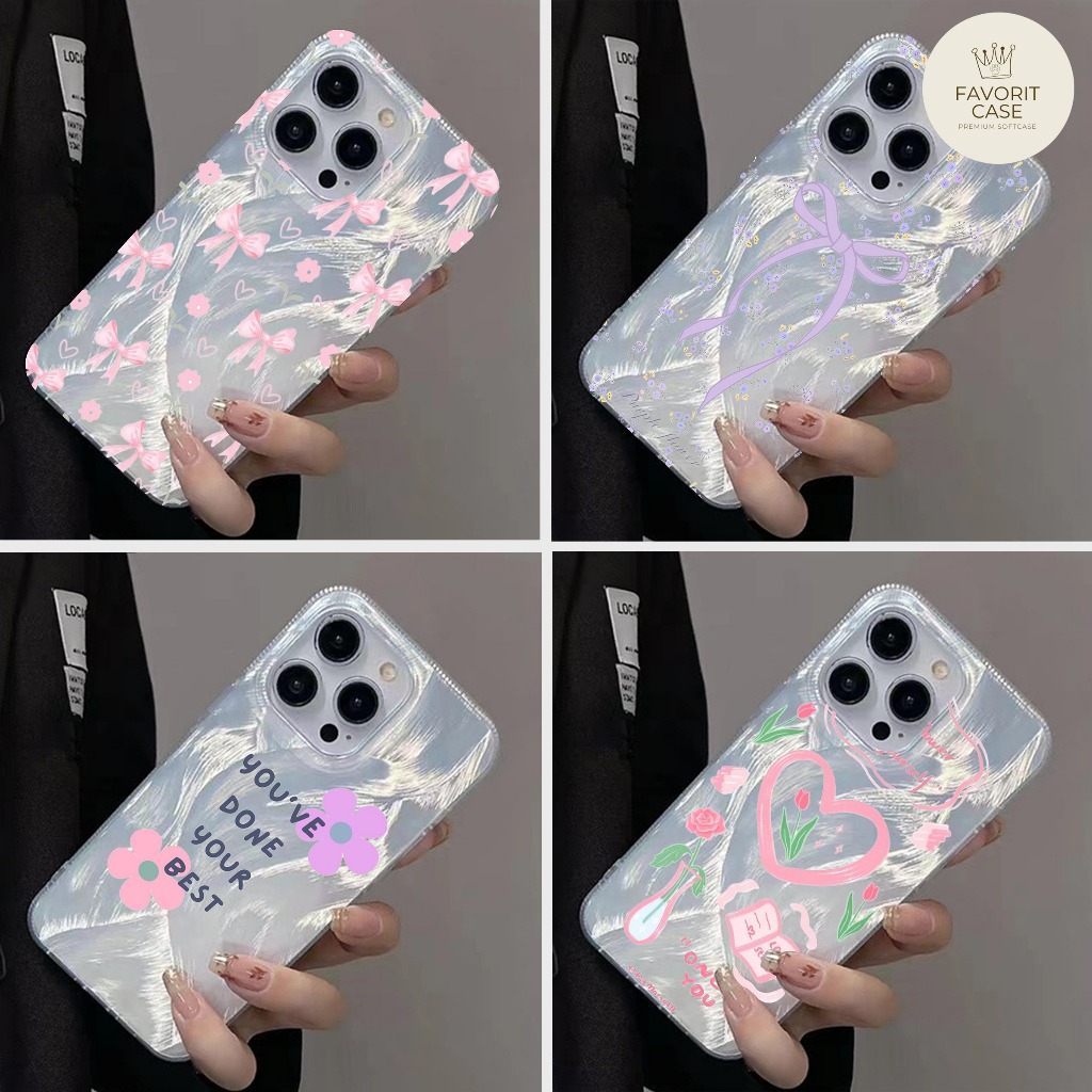 OPPO F9 F11 F19 F27 RENO 7 8 8T 10 11F 11 12 12F PRO 4G 5G CUTE MOTIF HEART RIBBON AESTHOTES 644 645