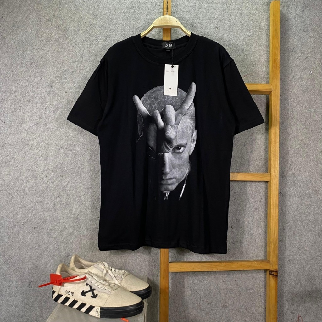 เสื้อยืด H&m EMINEM SLIM SHADY HEAD BLACK TSHIRT