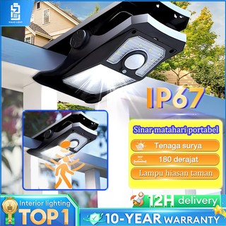 Garansi 10 tahun Lampu Dinding Taman Pagar Tenaga Surya Outdoor Sensor Radar Otomatis Tahan Air Luar Ruangan