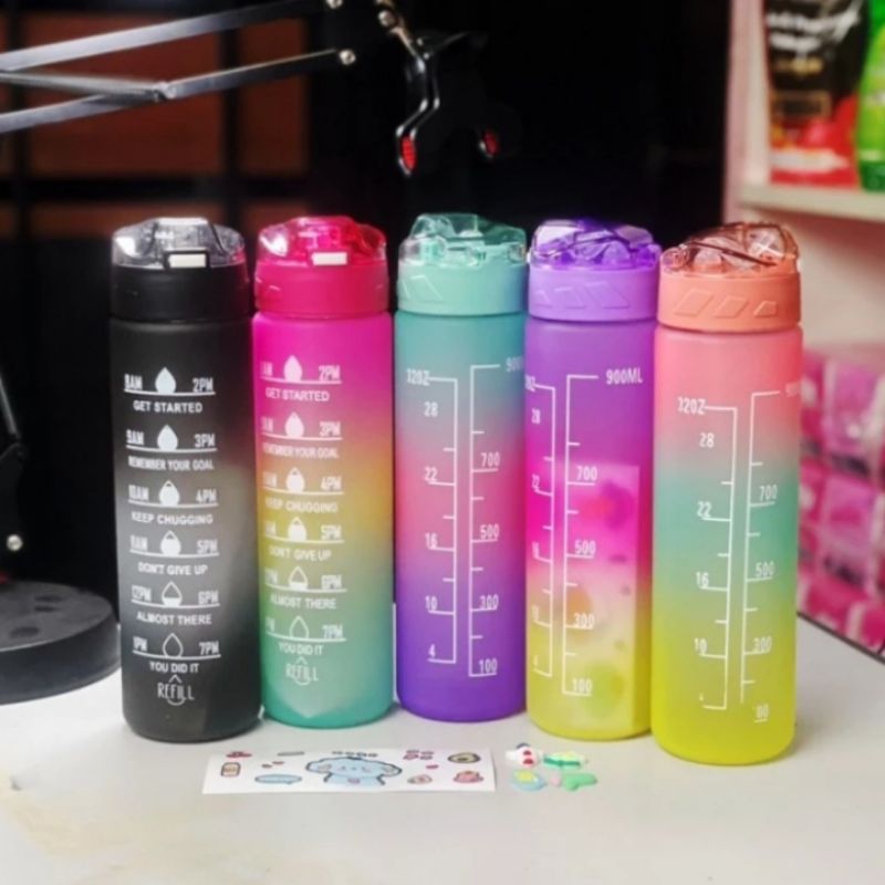 TRITAN 1 ลิตร GRADWUATED DRINKING BOTTLE / VIRAL 1L RAINBOW COLOR TRITAN BOTTLE