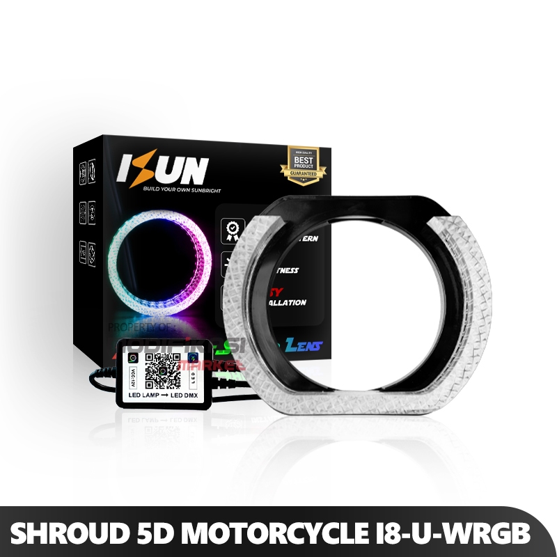 Shroud Matrix 5D อะคริลิครถจักรยานยนต์ I8-U-WRGB 2.5 นิ้ว APP บลูทูธ 210 โหมด DC12V