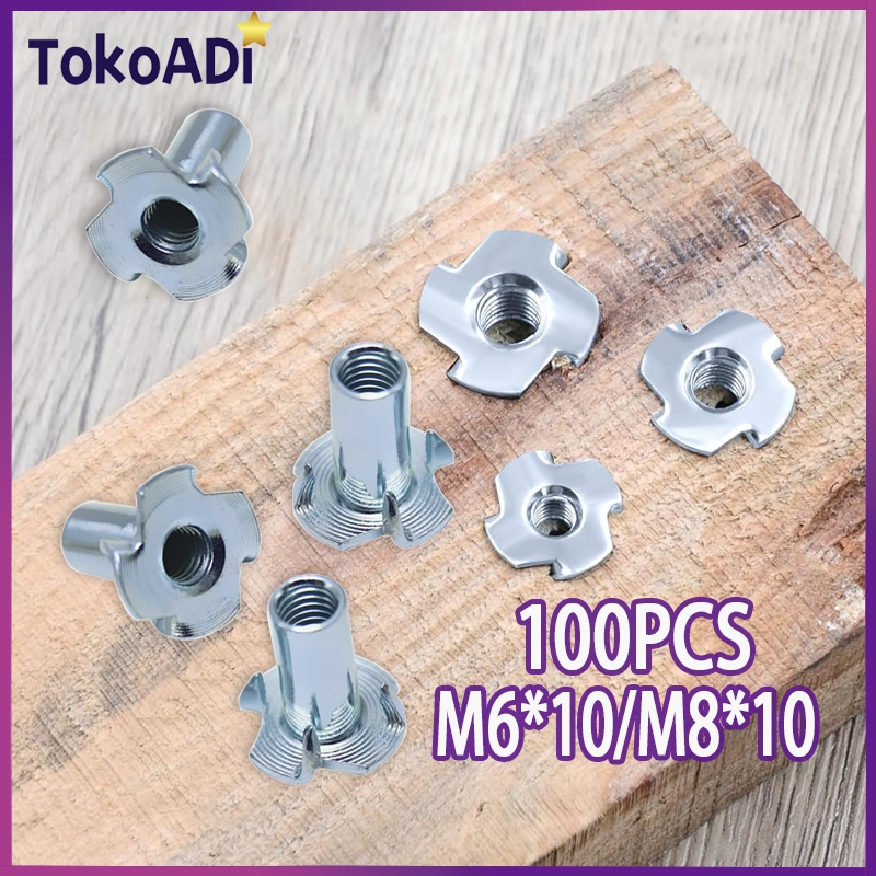 100 ชิ้น Tee Nut M8 / Claw Nut M8 / ไม้ปลูก Nut / T Nut / Furniturev Nut