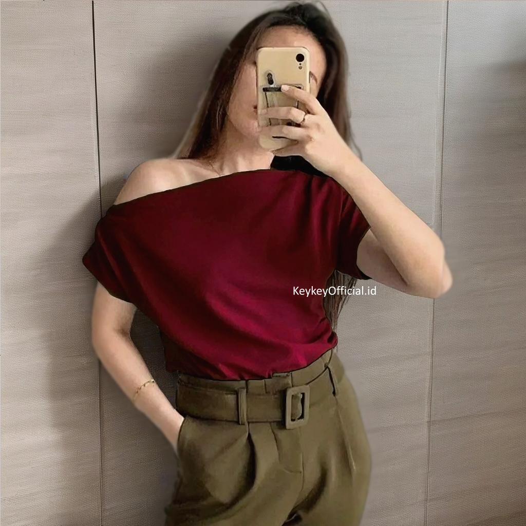 Key - 0723 KINO Top One Shoulder / Womens Blouse Sabrina Moscrepe Smooth / One Shoulder Womens Blouse