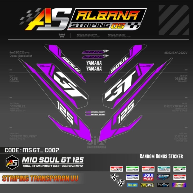 SOUL GT 125 สติ๊กเกอร์ TRANSPARKENT DECAL/MIO SOUL GT 125 BLUE CORE STICKER/TRANSPARENT EGO AVANTIZ 