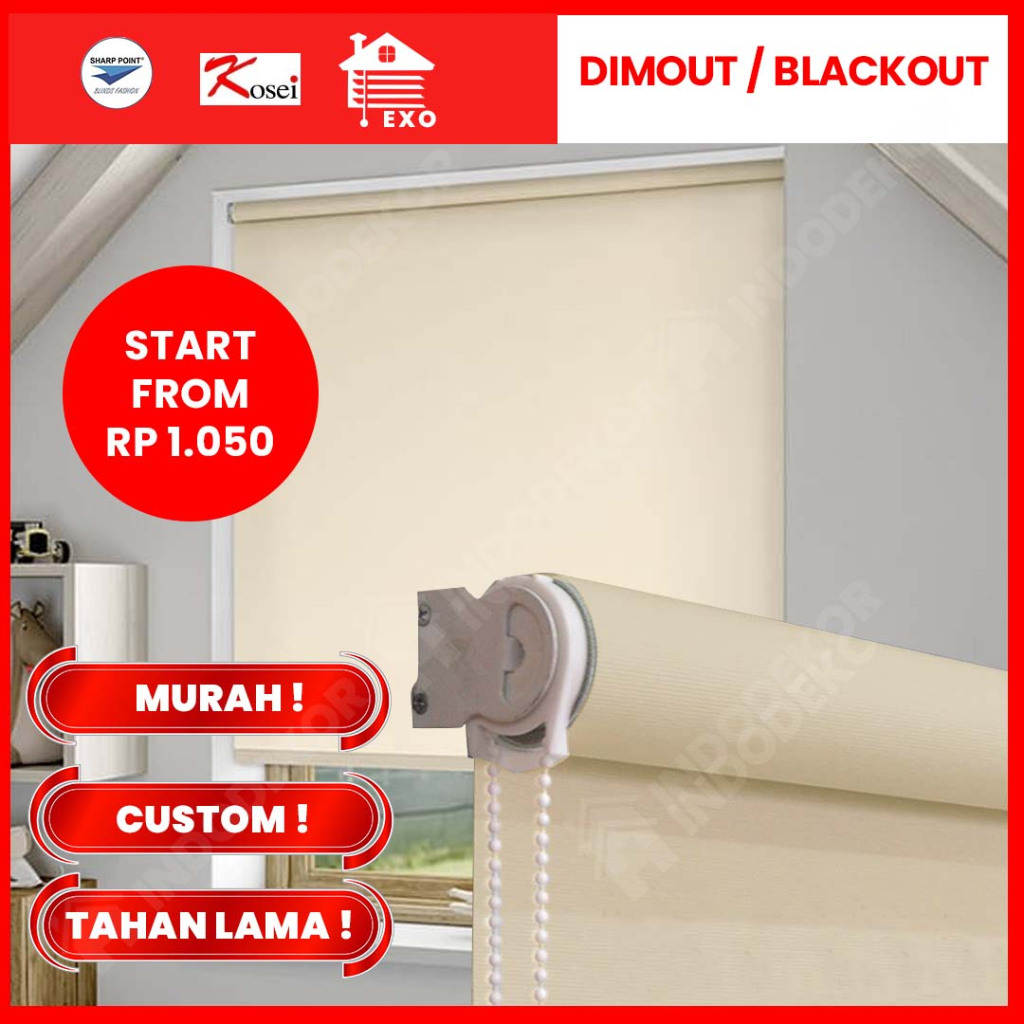 Roller Blind Dimout / Blackout Window Roller Curtain Aesthetic Sharp Point Curtain - Kosei - Exo
