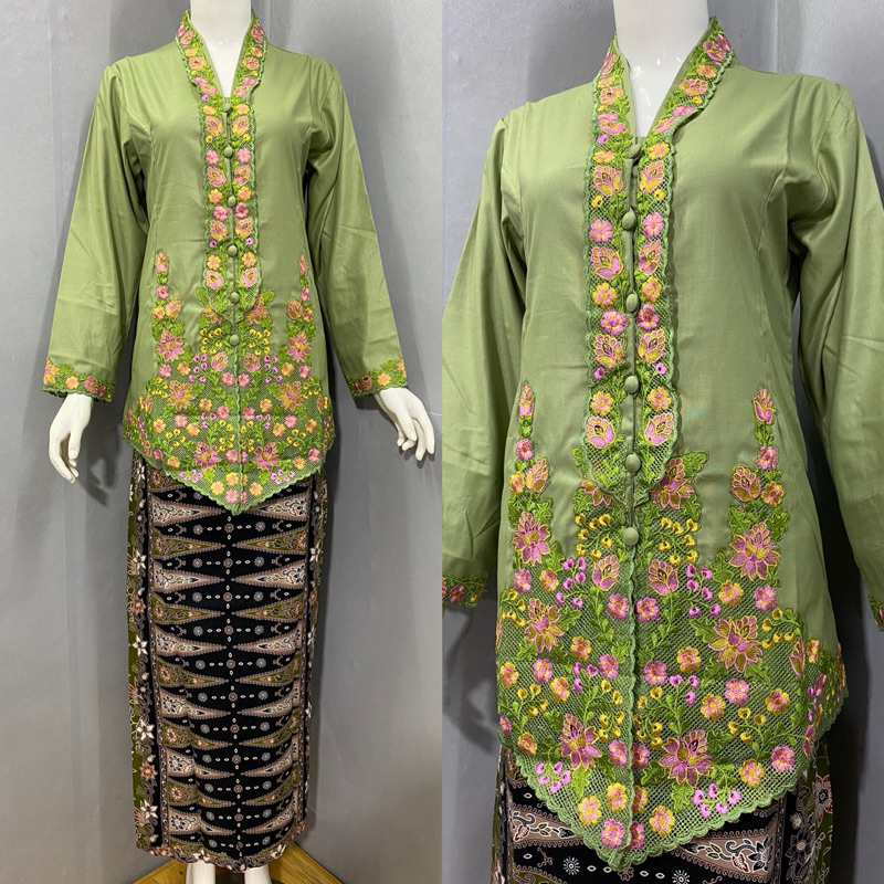 จัดส่งฟรีสําหรับผู้หญิง Encim Kebaya / Traditional Encim Kebaya with Floral Motif / Betawi Encim / K
