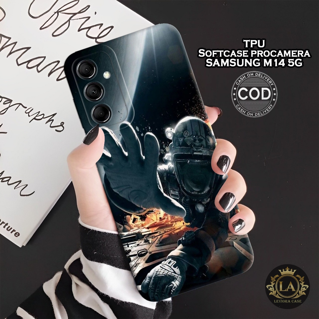 HP เคส Samsung M14 5G ล่าสุด - เคสแฟชั่นนักบินอวกาศ - Samsung M14 5G Softcase - เคสกล้อง Pro - เคส S