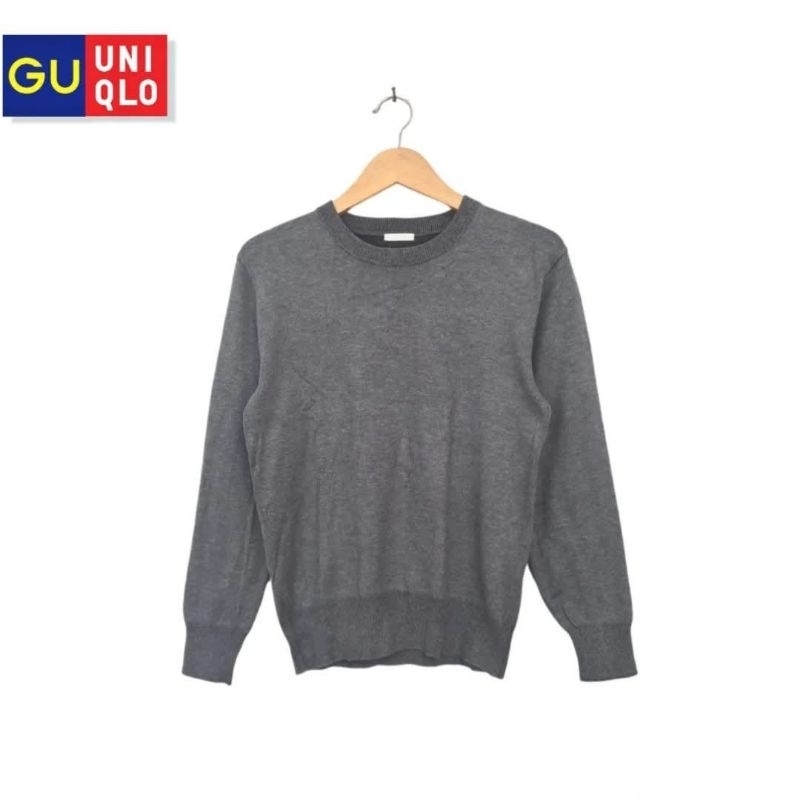 เสื้อสเวตเตอร์ O-Neck Polar GU Uniqlo Abu Charcoal (CODE: B49 -25)