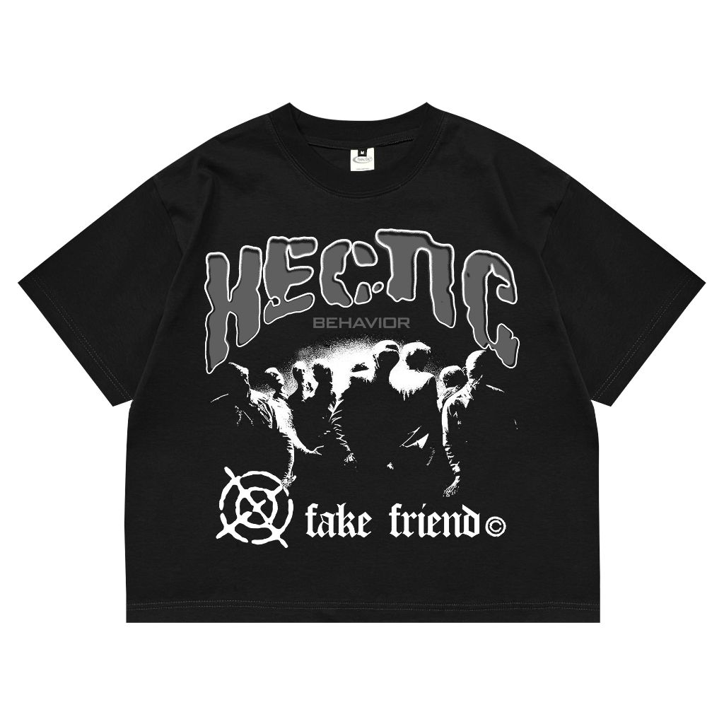 เสื้อยืด Boxy - Fakefriend - เสื้อยืดสีดํา - Hectic