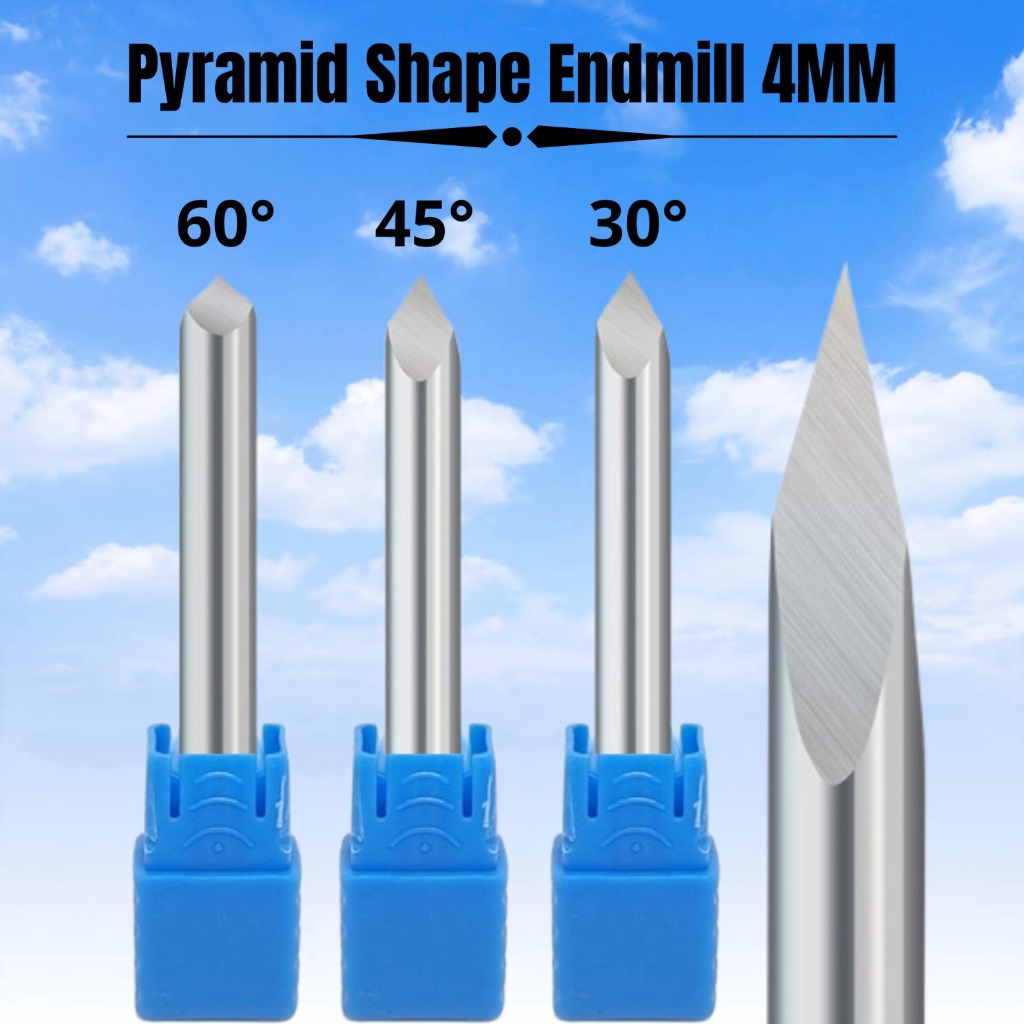 Ms7 ทรงพีระมิด endmill Pyramid 4mm แกะสลัก V Pyramid 4 mm