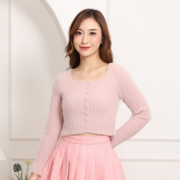 MKY CLOTHING KNIT CROP BLOUSE แขนยาว BLOUSE