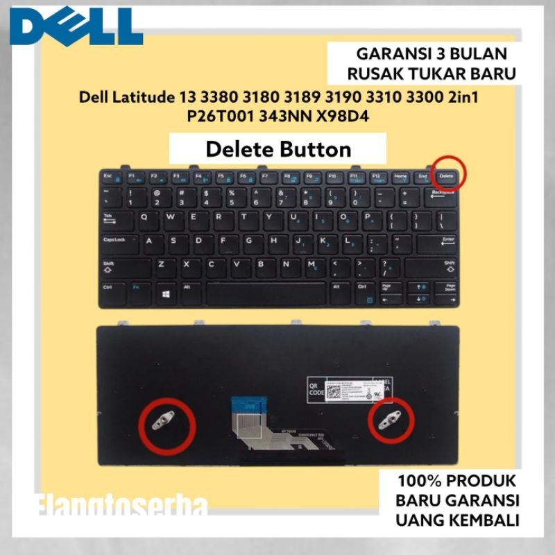 Dell Latitude 13 3380 3180 3189 3190 3310 3300 2in1 P26T001 343NN X98D4 แป้นพิมพ์ปุ่มน้ําดี