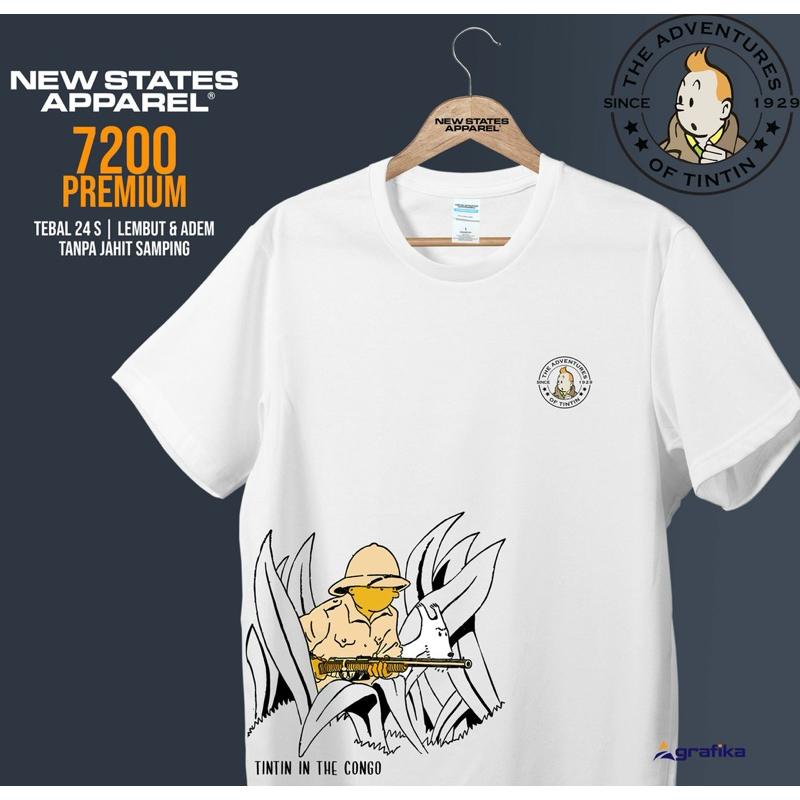 Distro เสื้อยืด - T1nt1n ใน th3 c0ng0 - เสื้อยืดผ้าฝ้ายพรีเมี่ยมของสหรัฐอเมริกาใหม่ 7200