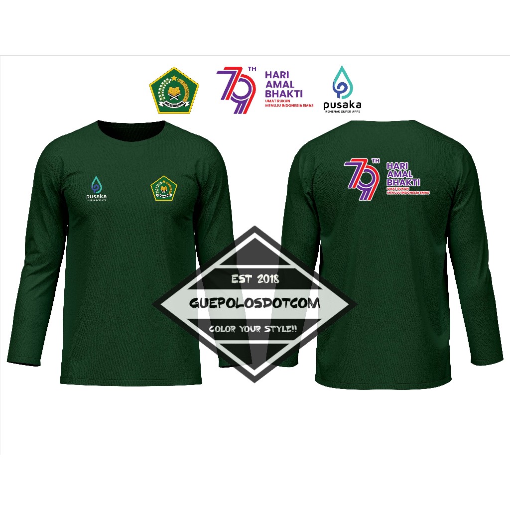 ประเภท H02 - TYPE G01 - เสื้อยืด LONG SLEEVED AMAL DAY BHAKTI 79th KEMENAG PUSAKA โลโก้ SUPER APPS U