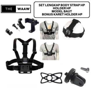 Body Strap Holder Hp Full Set Motovlog Mounting Holder Di Dada Dengan Pengaman Karet