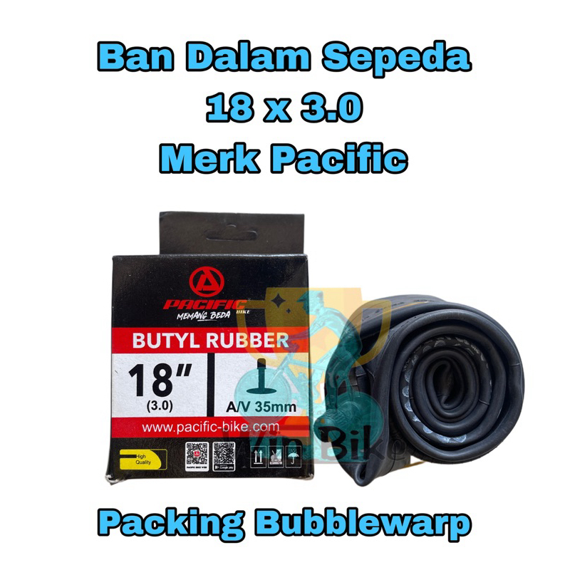 Pacific Bicycle Inner Tube 18 x 3.0 Jumbo Valve A/V 35mm Free Packing Bubble Wrap