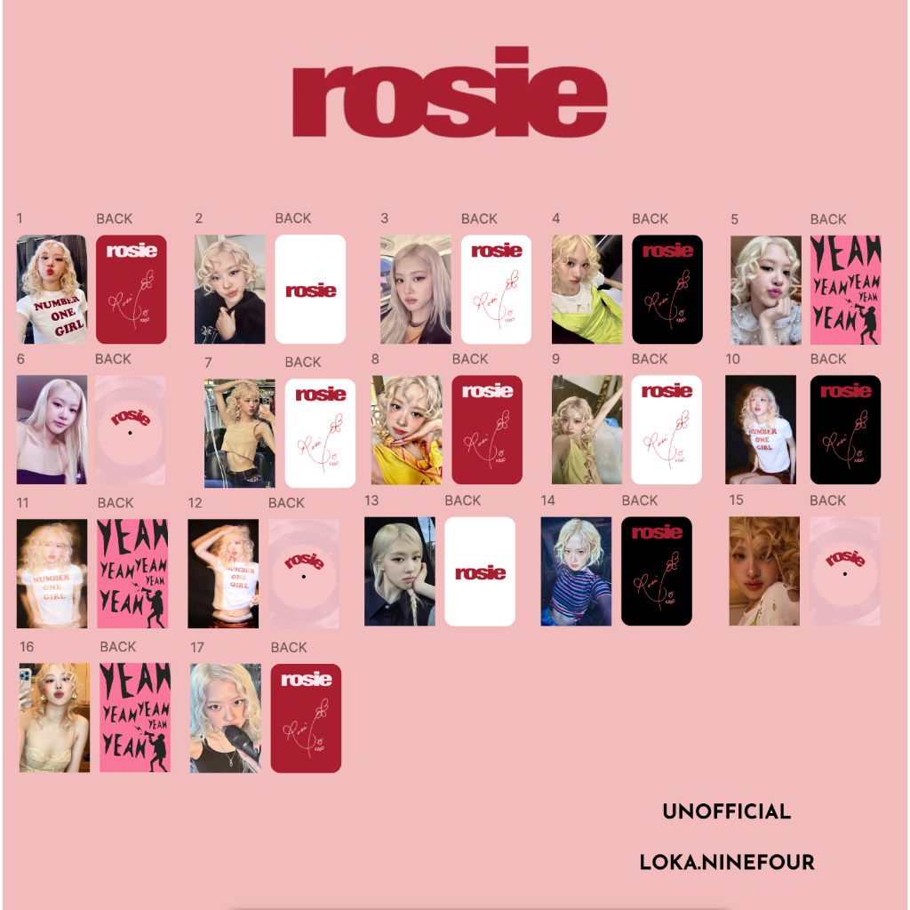 REPLIKA MINIMAL [MINIMUM BUY 10 ชิ้น] PC ROSE ROSIE Photocard UNOFFICIAL REPLICA Premium KPOP MERCH 