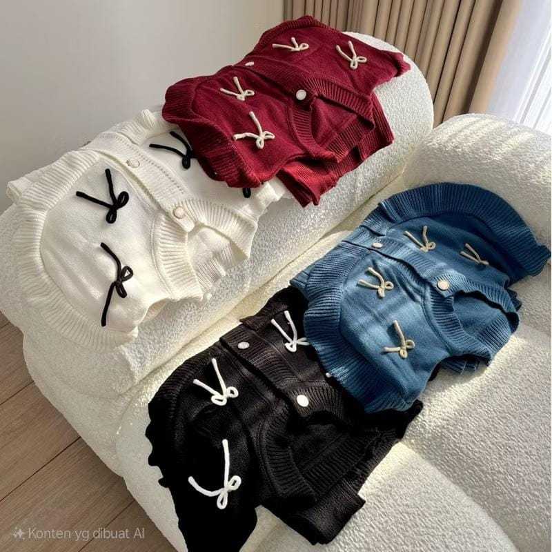 Padaka RUFFLE CARDY / Womens KNITTED CARDIGAN / RIBBON CABLE CARDIGAN / BRAIDED CARDY