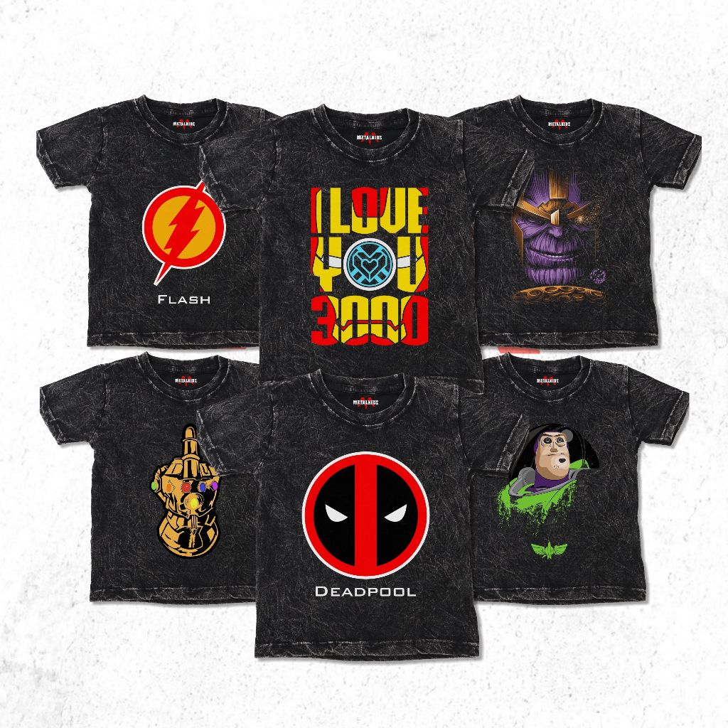 METALKIDS Avenger Heroes เสื้อยืดเด็กล้างเสื้อยืด Unisex 1-15