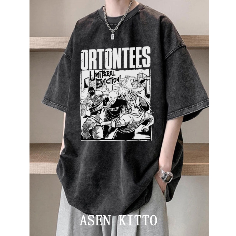 Asen KITTO ORTONTEES ผู้ชายผู้หญิงล้างเสื้อยืดด้านบนเสื้อยืดขนาดใหญ่ distro เสื้อผ้าต้นฉบับ 100%