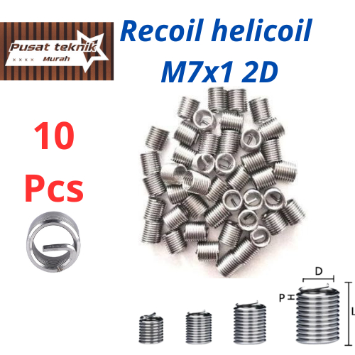 10 ชิ้น Recoil Helicoil M7x1 2D Recoil Helicoil Verbos เสียหายซ่อมด้าย