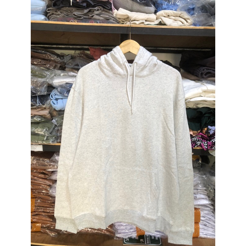 H*M REGULAR FIT HEATHER GREY HOODIE PULLOVER