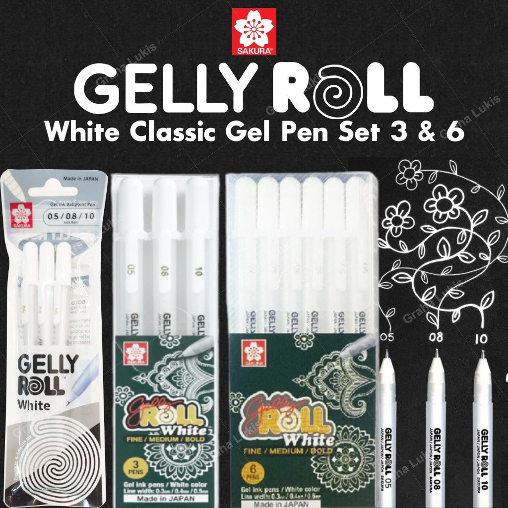 SAKURA GELLY ROLL WHITE SET 3 / SET 6