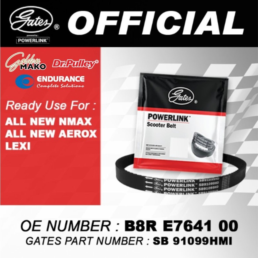 VAN BELT V-BELT GATES LEXI NEW NMAX ใหม่ AEROX เชื่อมต่อ 2022 และ ABOVE B8R EPDM