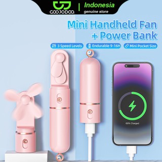 GOOJODOQ 2500 mAh Mini Fan Rechargeable Powerbank for School Portable Kids Electric Fan Small USB