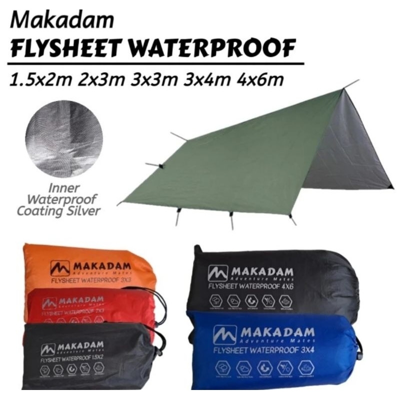TENDA FLYSHEET CAMPING TENT CAMPERVAN กันน้ํา ORIGINAL MAKIAM 2x3 เมตร 3x3 เมตร 3x4 เมตร 4x6 เมตร