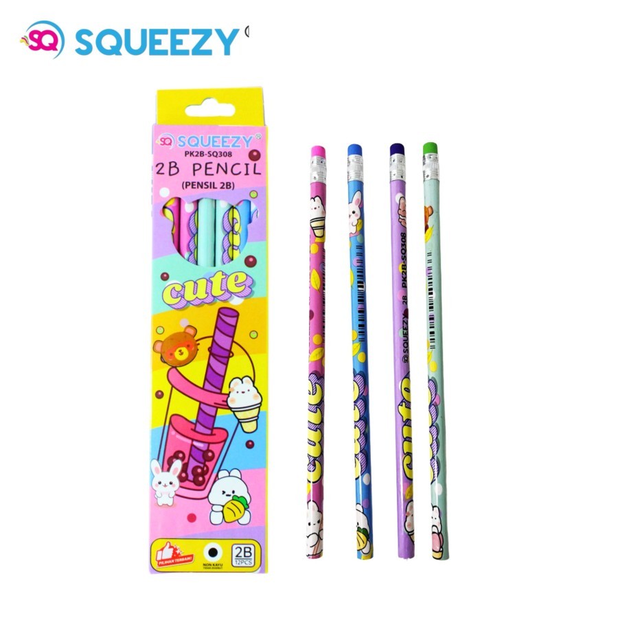 ดินสอ LSN / 12 ชิ้น Squieezy PK2B-SQ308 น่ารัก + ยางลบ
