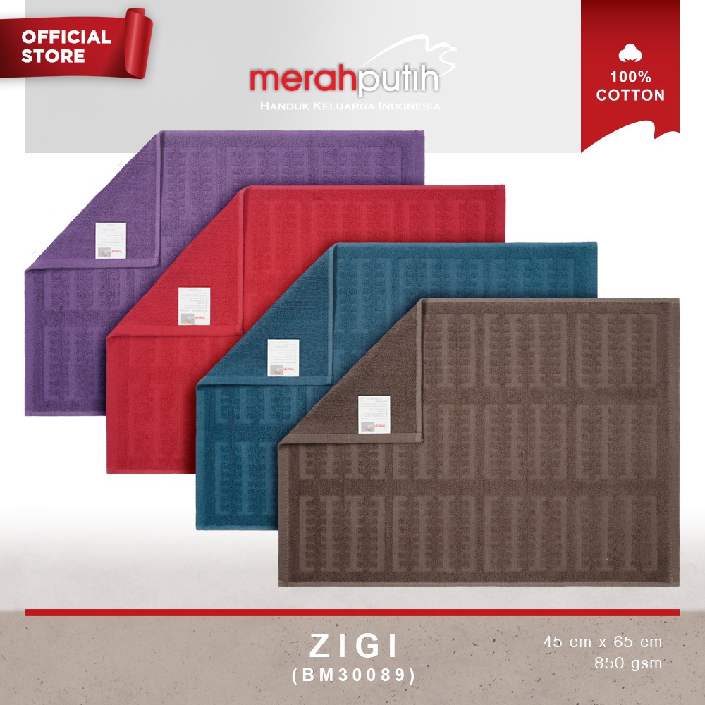 MERAH ZIGI พรมเช็ดเท้าสีแดงและสีขาว 45 X 65 ซม. / พรมปูพื้น / เสื่อห้องน้ํา / เสื่อเท้า / พรมเช็ดเท้