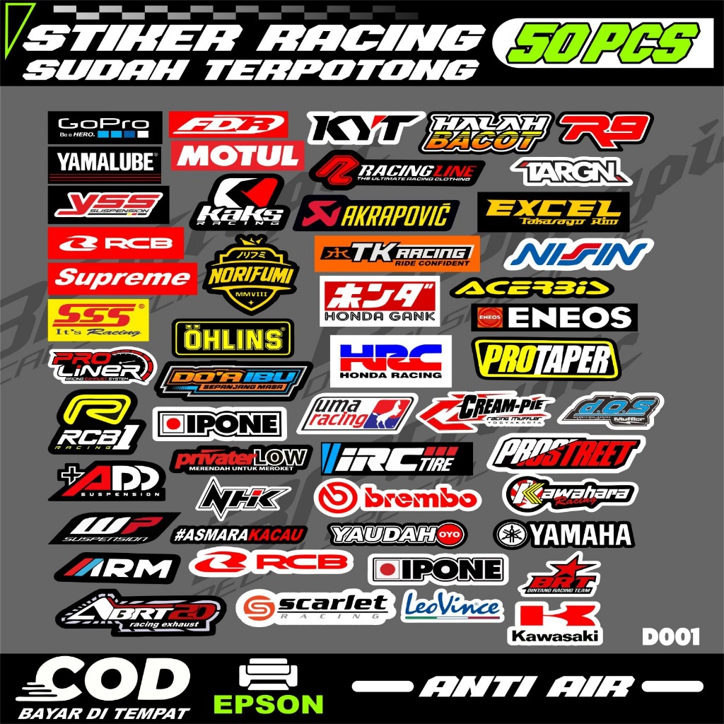 50 ชิ้น Racing Motorcycle Sponsor สติ๊กเกอร์แล้วตัดวัสดุกันน้ํา