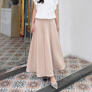 Audy Skirt - Rok Korean Style - Korean Loose Maxi Skirt Rok Wanita Anti Kusut - Rok Flare Wanita - Rok Basic Polos - Maxi Skirt Rok Panjang