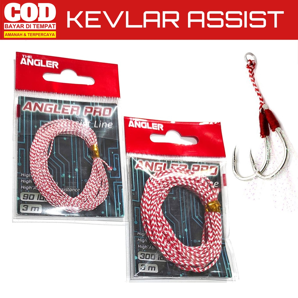 MERAH Kevlar Assist Hook Thread Red White Jigging 250lbs 200lbs 150lbs 90lbs Assist Line Micro Jig