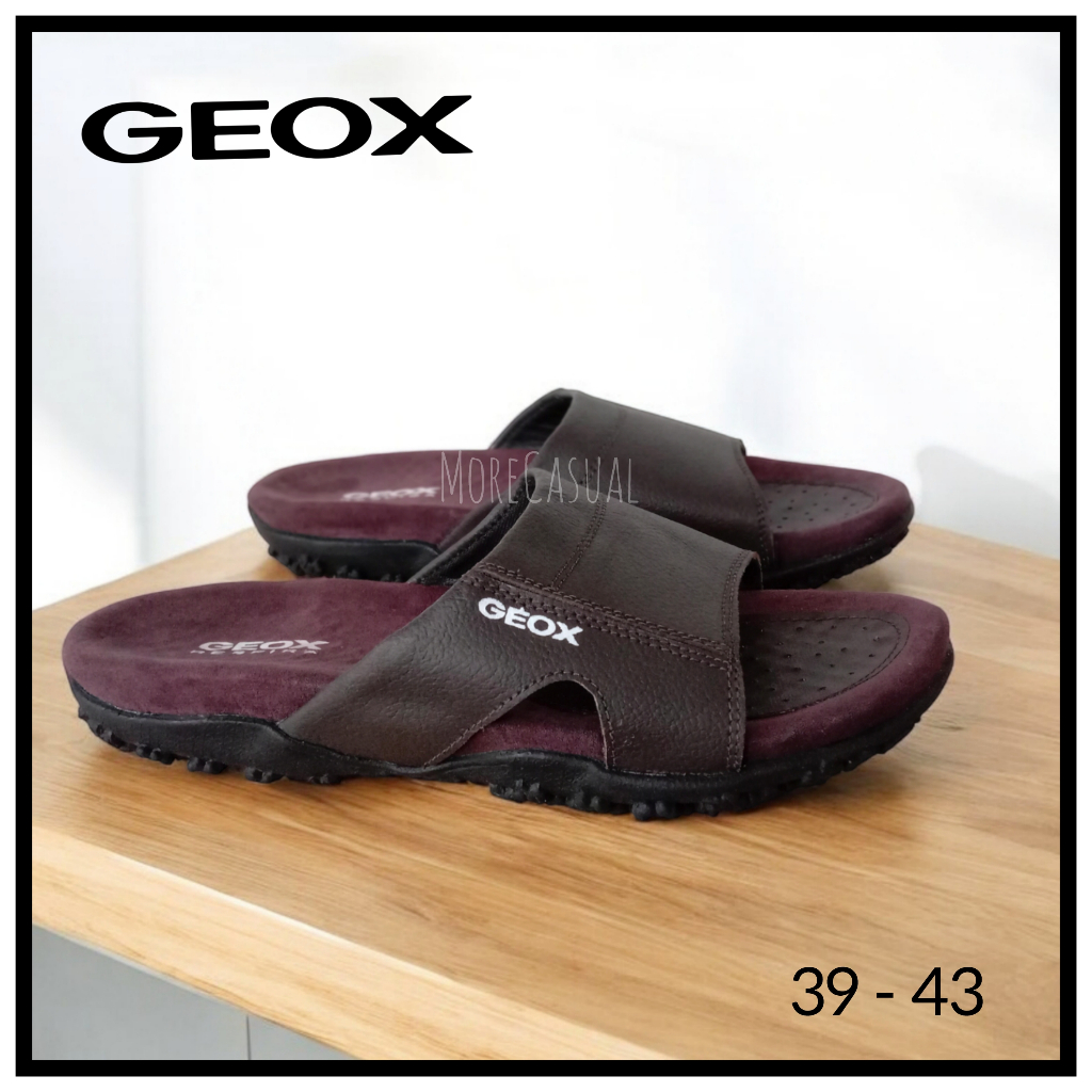GEOX รองเท้าแตะหนังแท้สําหรับผู้ชาย_NON-SLIP / รองเท้าแตะผู้ชาย SLIP-ON_GEOX SLIDE ANTI-SLIP LEATHER